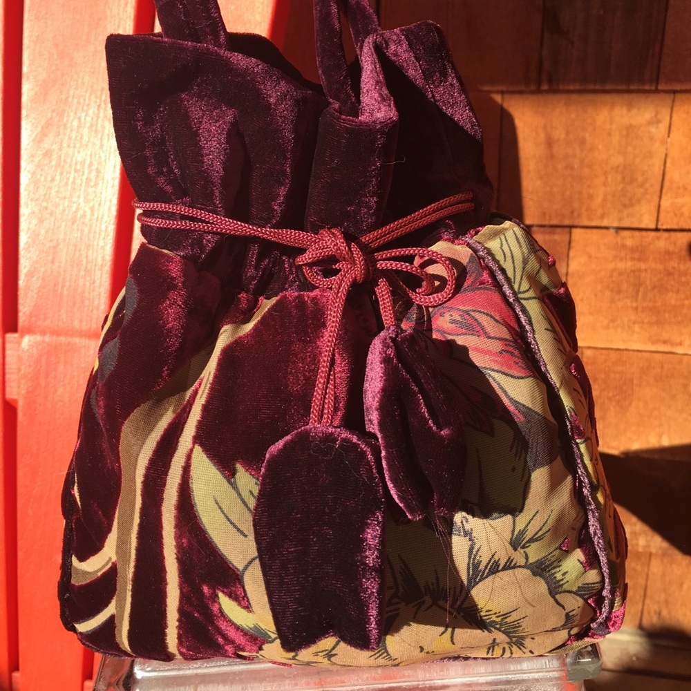 Velvet Purple &Magenta Bag Soft Hued Fabric Floral